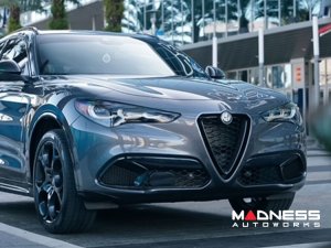 Alfa Romeo Stelvio Front V Shield Grill Frame + Emblem Frame Kit - Carbon Fiber 